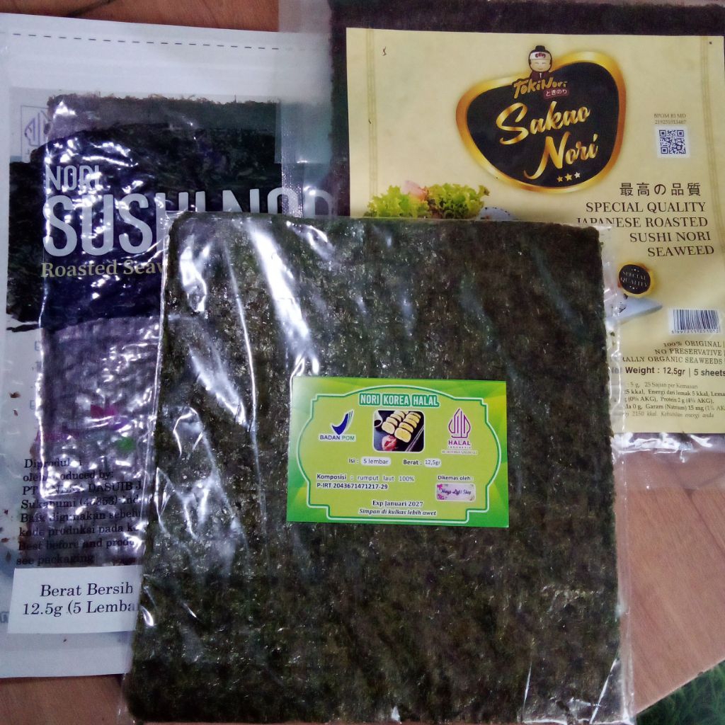 

Nori sushi isi 5 Lembar halal java sakao seaweed rumput laut kulit sushi bungkus kimbab bento dry seaweed murah promo
