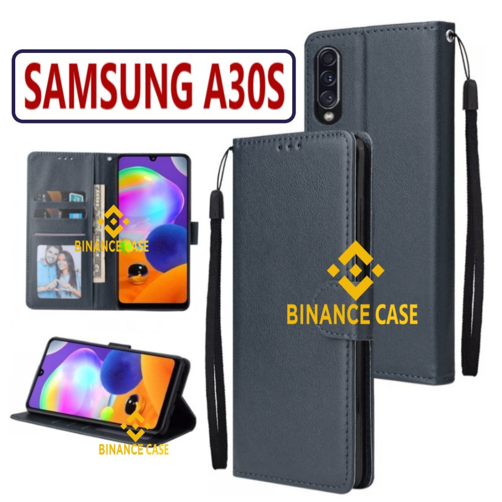 LEATHER FLIP CASE SAMSUNG A30S CASE KULIT FLIP WALLET LEATHER KULIT PREMIUM SARUNG BUKA TUTUP KESING