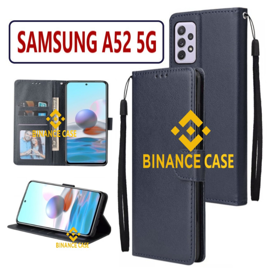 LEATHER FLIP CASE SAMSUNG A52 5G CASE KULIT FLIP WALLET LEATHER KULIT PREMIUM SARUNG BUKA TUTUP KESI