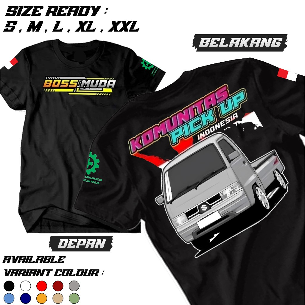mmmkaos - Kaos Bos Muda Komunitas Pickup Indonesia - Baju Driver Muda - Kaos Driver Pickup - Kaos Pr