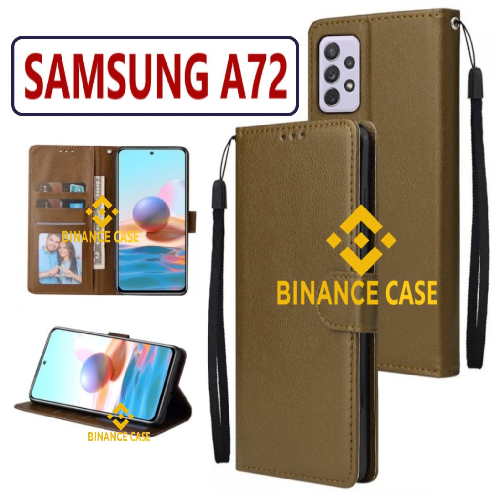 LEATHER FLIP CASE SAMSUNG A72 CASE KULIT FLIP WALLET LEATHER KULIT PREMIUM SARUNG BUKA TUTUP KESING 