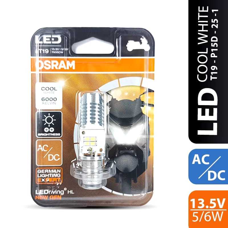 OSRAM LED T19 LAMPU DEPAN MOTOR H6 OSRAM T19 HIGH POWER 7955CW ORIGINAL