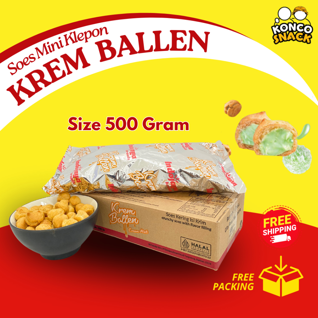 

Kue Sus / Soes Mini Kering Isi Krim Klepon 500 Gram - Indojaya Soes, Merk Krem Ballen