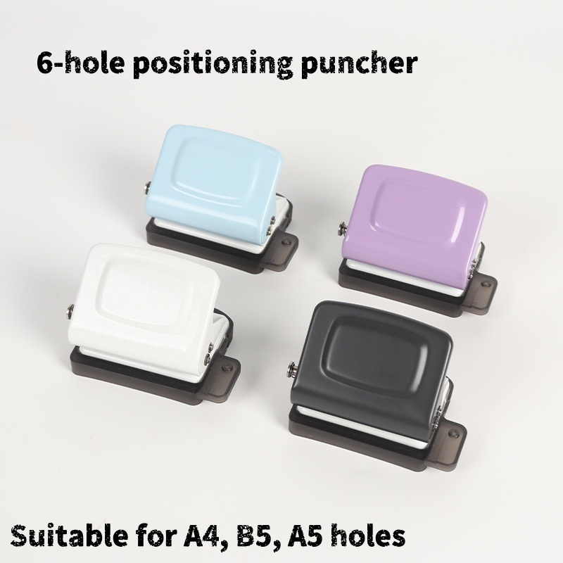 

Manual multifunctional 6-hole punching machine, office portable loose leaf book binding circular hole Paper Punch Hole 5.5mm Puncher for A4 | A5 | B5 Scrapbook Binder