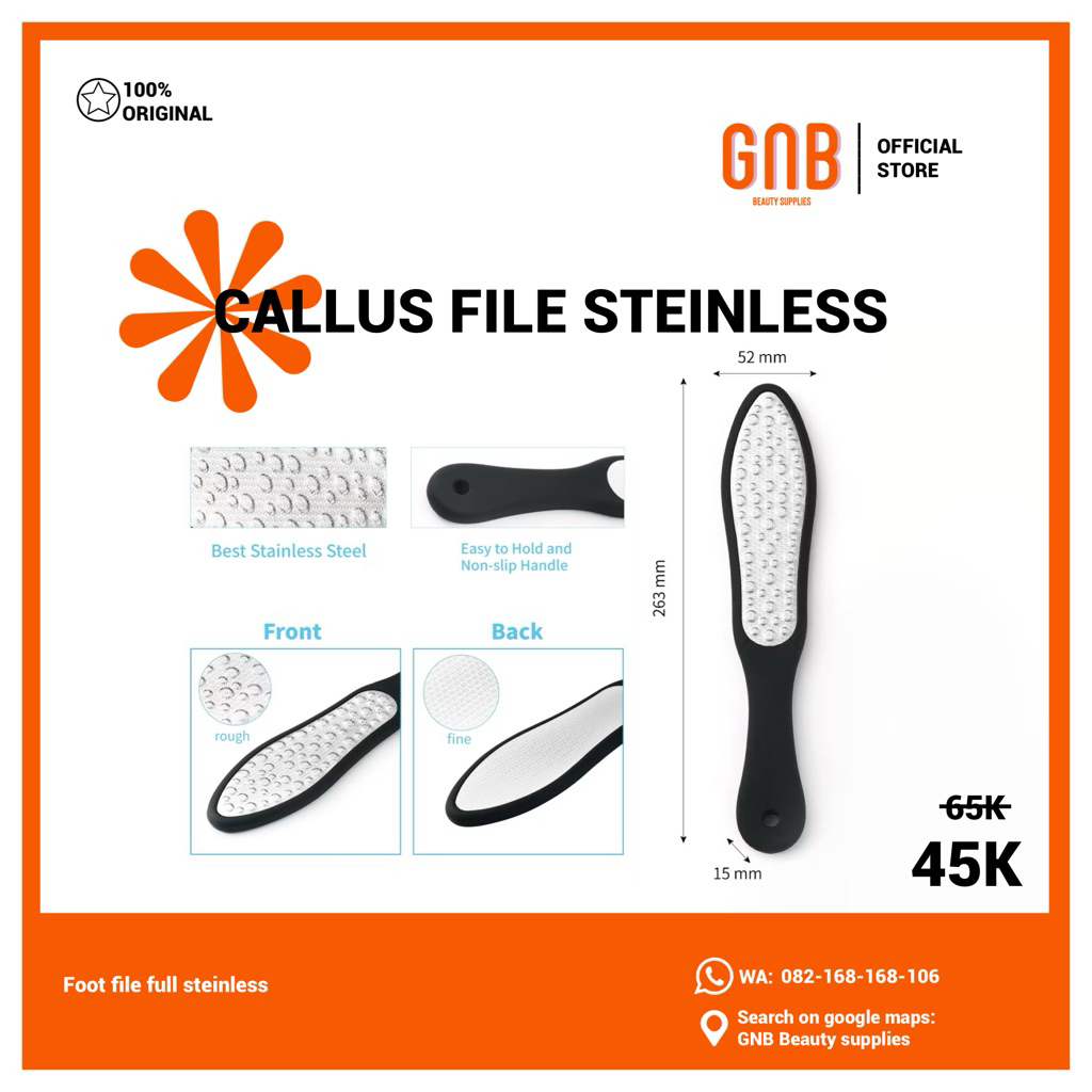 CALLUS FILE STEINLESS | Kikir Kaki Pedicure File Foot File Wooden Steel | Callus Treatment Remover