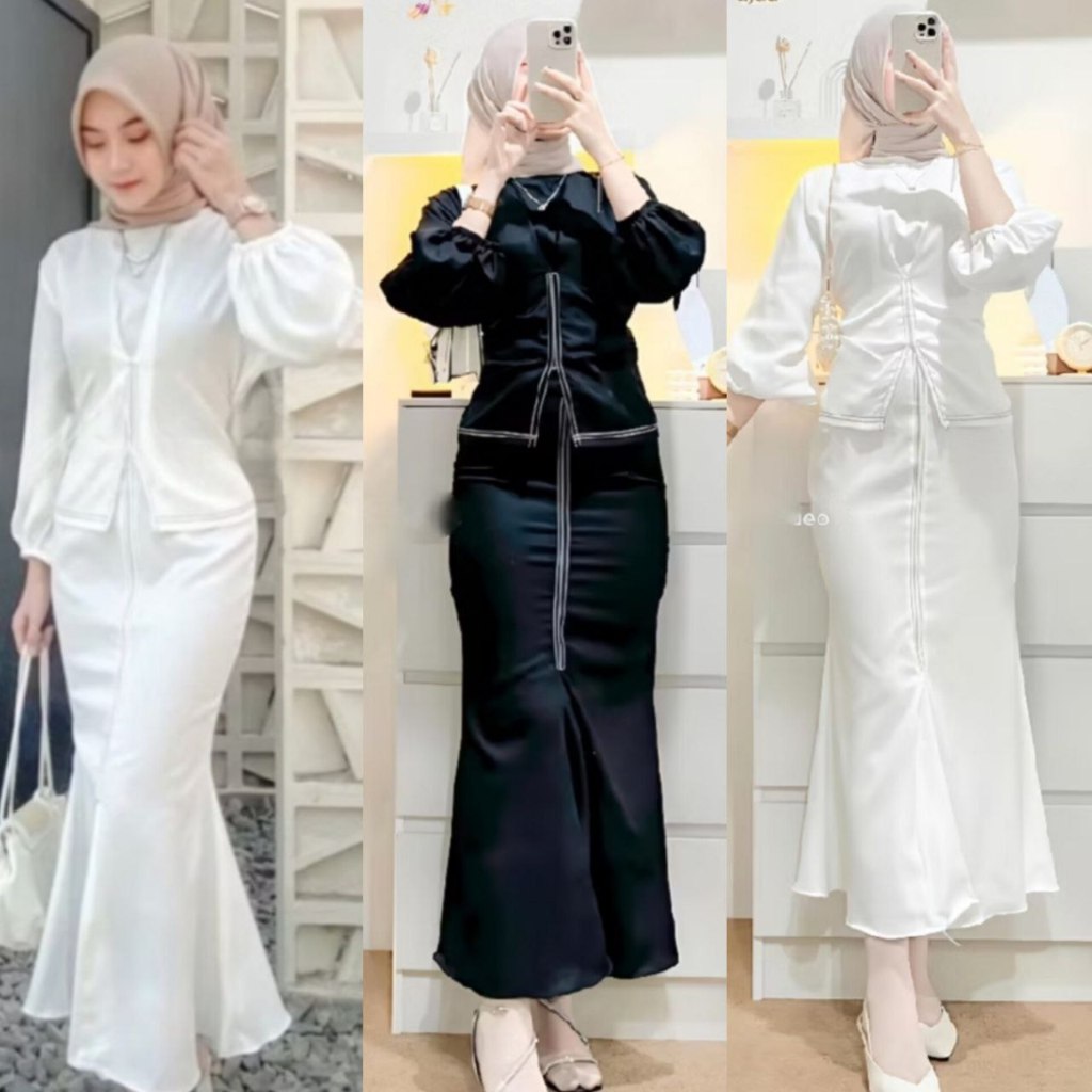 TERBARU – SETELAN ROK MUSLIMAH NORINE 2IN1 – SET HIJABER – BAJU STELAN PESTA WANITA MUSLIM - PAKAIAN