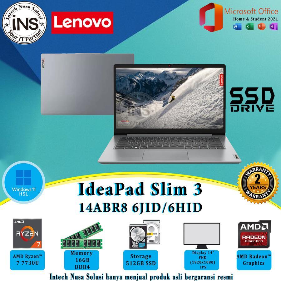 Lenovo IdeaPad Slim 3 14ABR8 JID Ryzen 7 7730U 16GB 512GB SSD WIN11HSL+OHS 2021