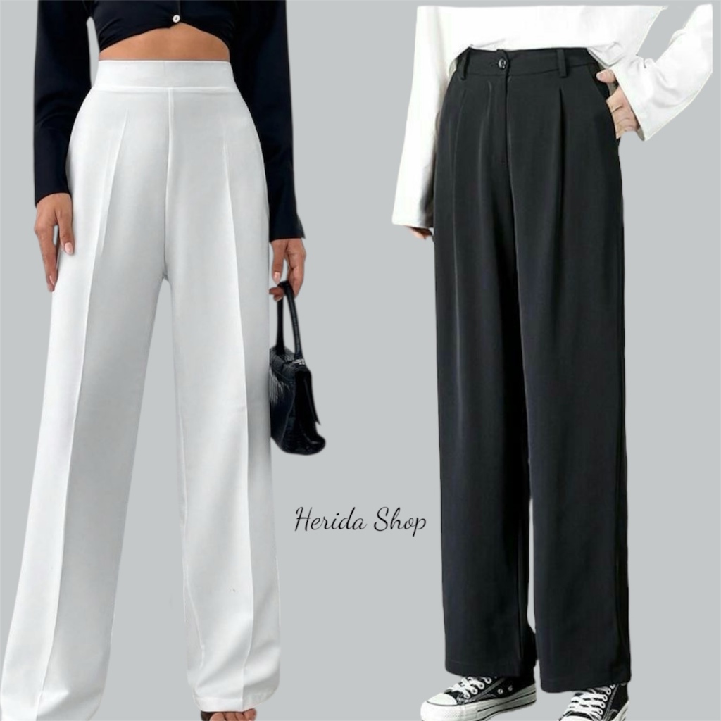 CELANA KULOT WANITA- kain scuba premium kakinian highwaist