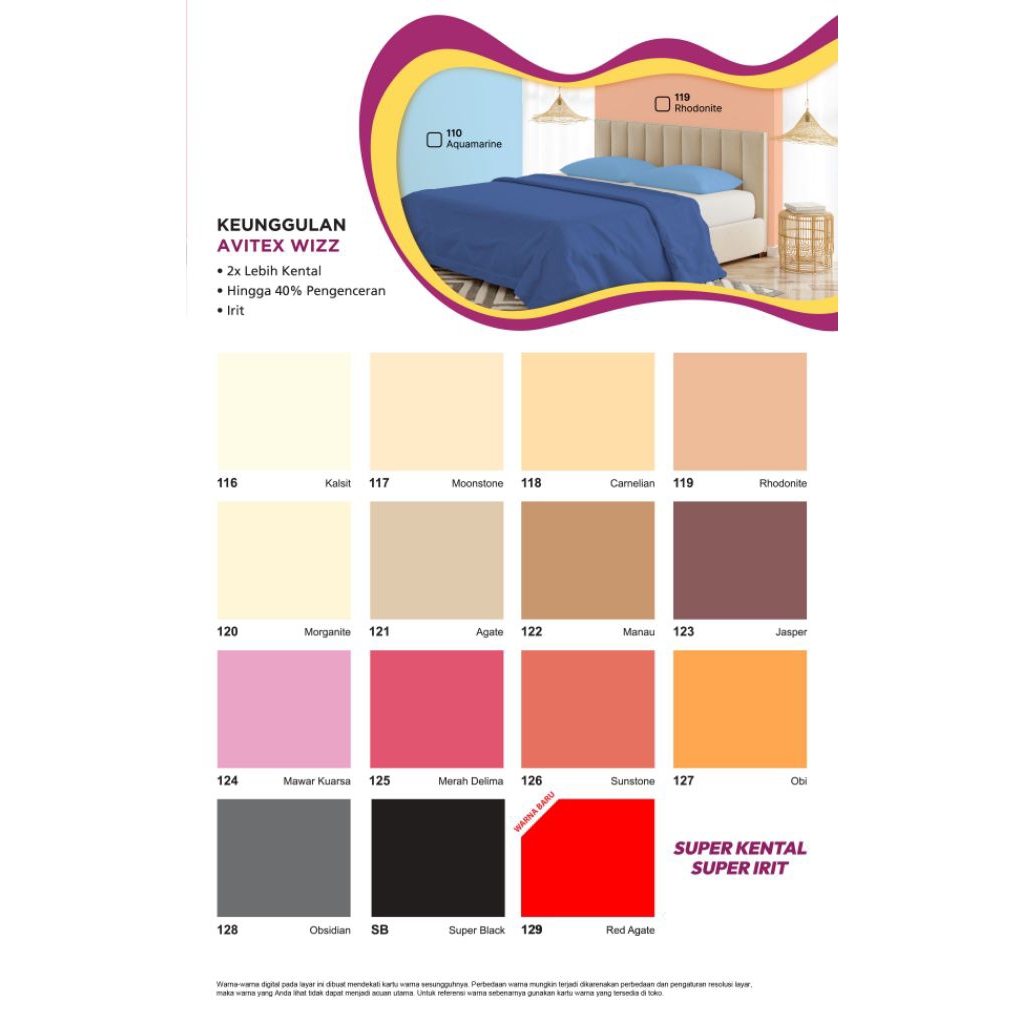 Avitex wizz cat tembok / cat dinding / cat plafon avitex wizz 1 kg