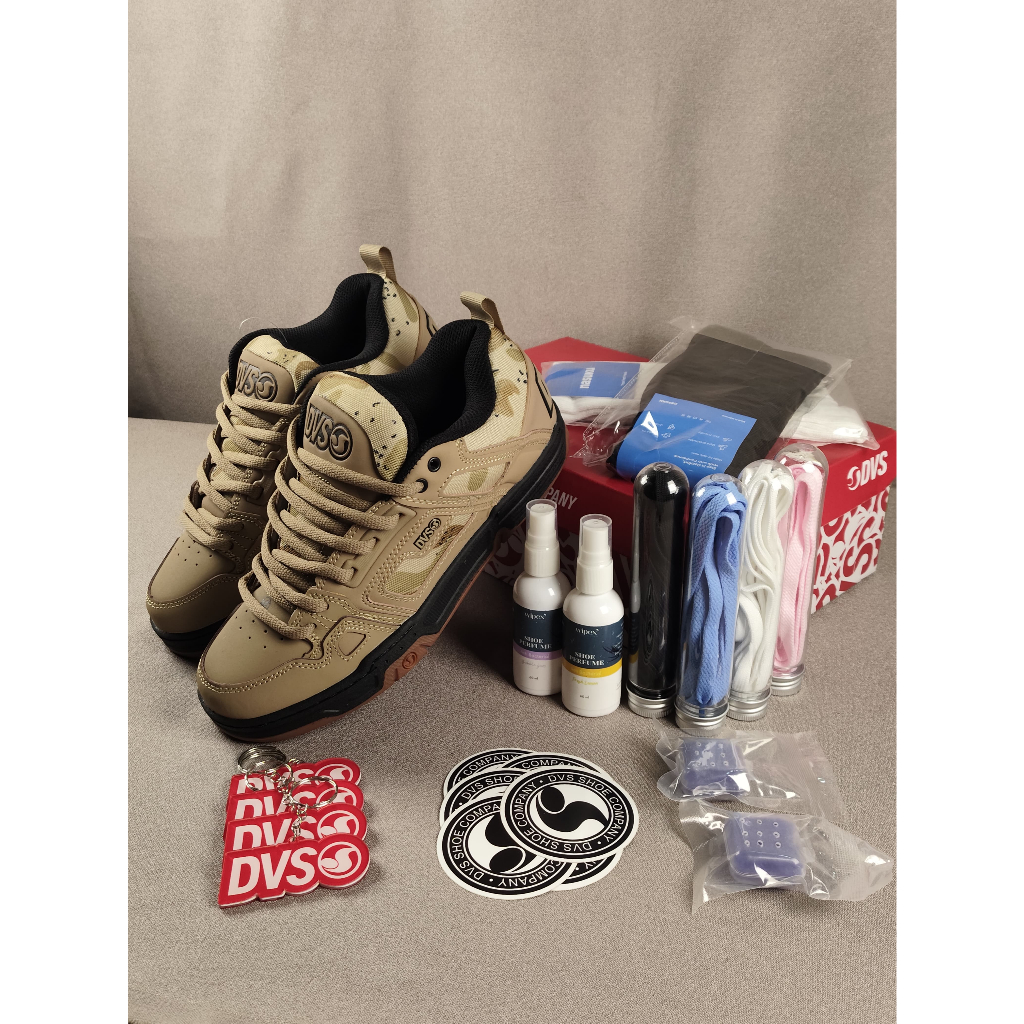 Sepatu Skate DVS Comanche Tan Camo/Black Leather Realpict 100% BNIB Global