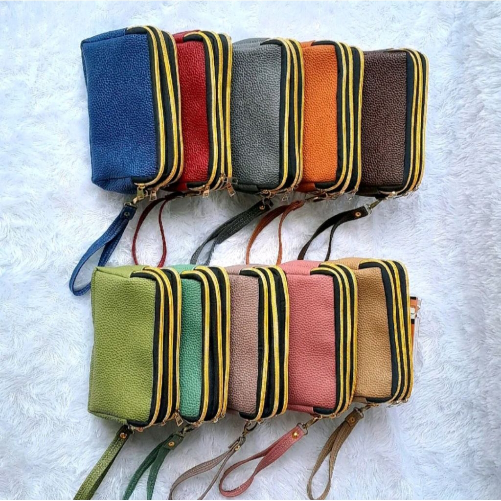 Dompet Wanita Papirut 3 Resleting muat HP, Kartu, Uang, Lipstik dan Makeup Lainnya