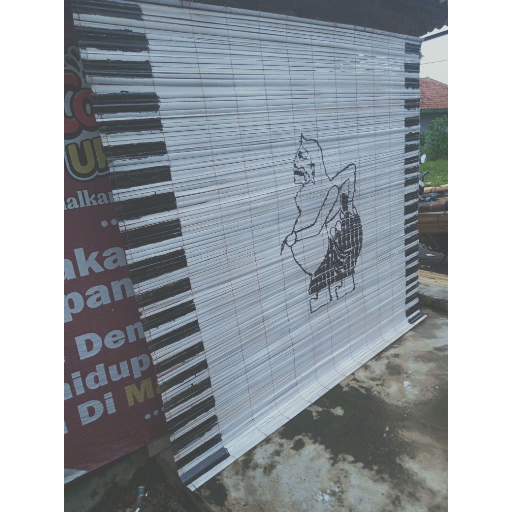 krey tiray bambu gulung, motif wayang Semar mesem 2x2