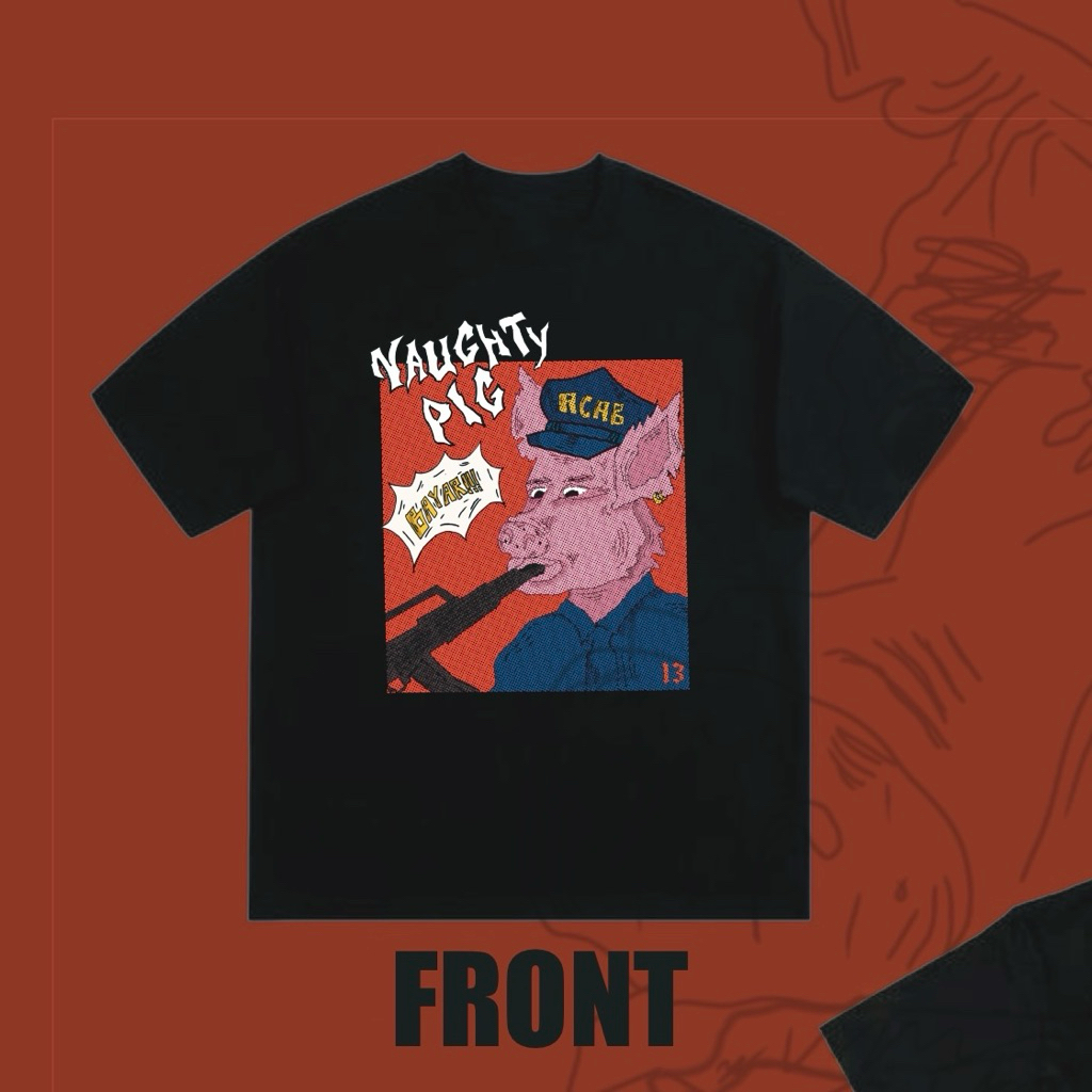 TSHIRT ACAB NAUGHTY PIG 13MERCH // KAOS HITAM // KAOS ACAB // KAOS KATUN // KAOS PUNK