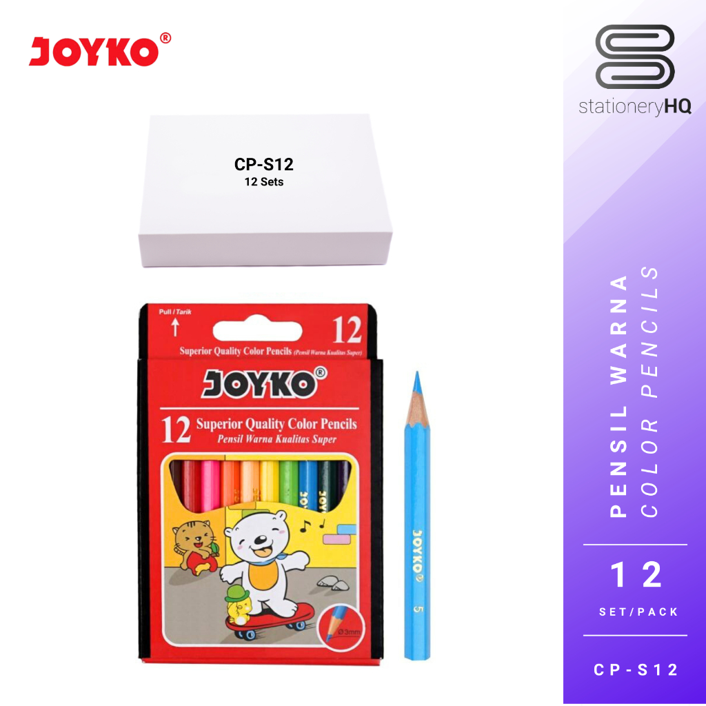 

(12 Set) Pensil Warna / Color Pencil Joyko CP-S12 Pendek