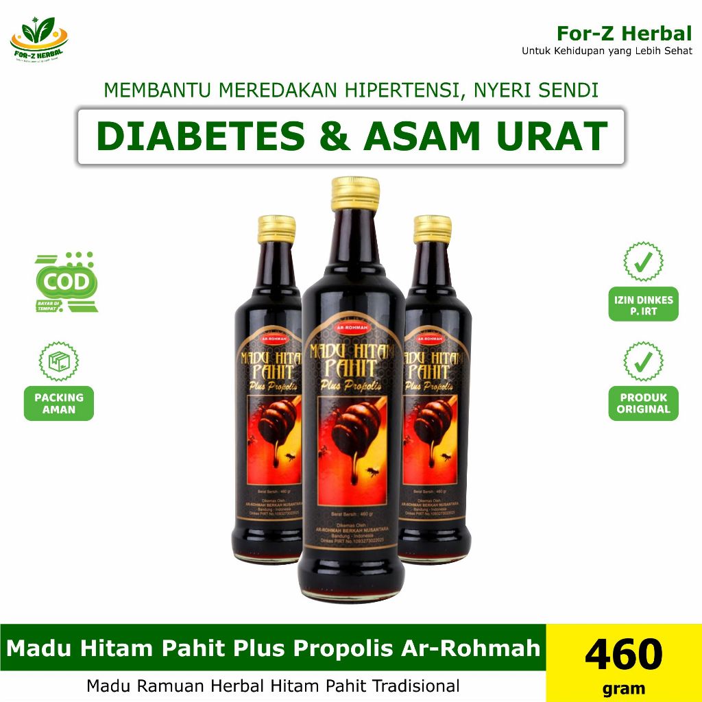 

Madu Hitam Pahit Plus Propolis Ar Rohmah - 460 gr