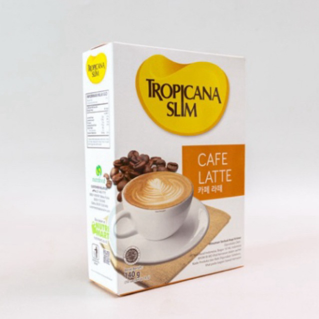 

kopi instan rendah kalori Cafe Latte TROPICANA SLIM BOX 10s x 14 gram