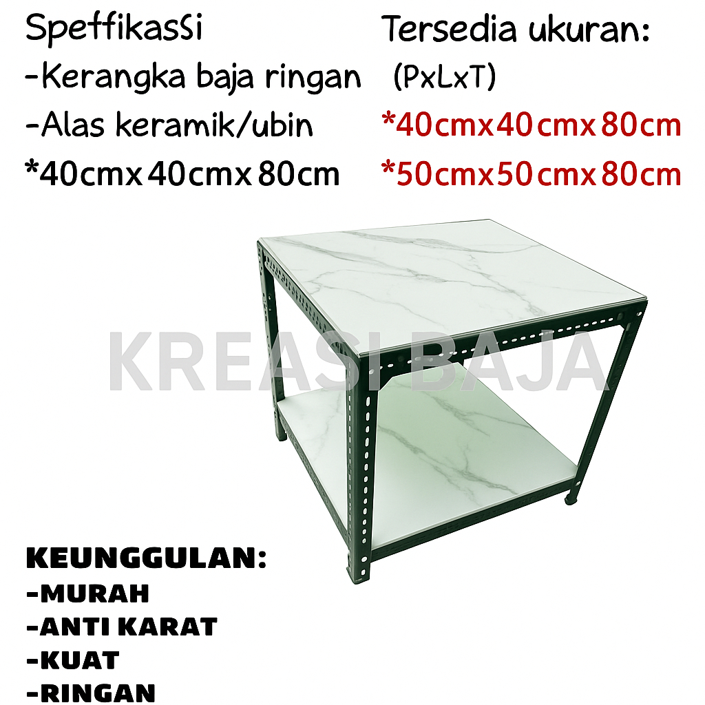 Meja Kompor Portabel Serbaguna Kerangka Besi Siku 2 Susun