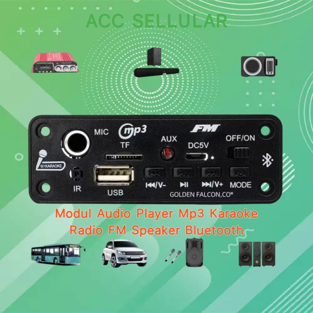 Modul Amplifier Audio Player Mp3 Speaker Bluetooth 5.0 Subwoofer Karaoke Radio FM 2x5W