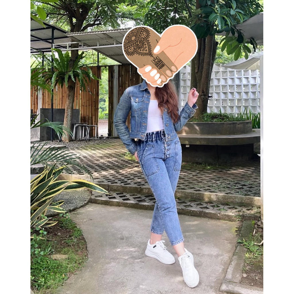 one set jeans, jaket jeans dan celana jeans