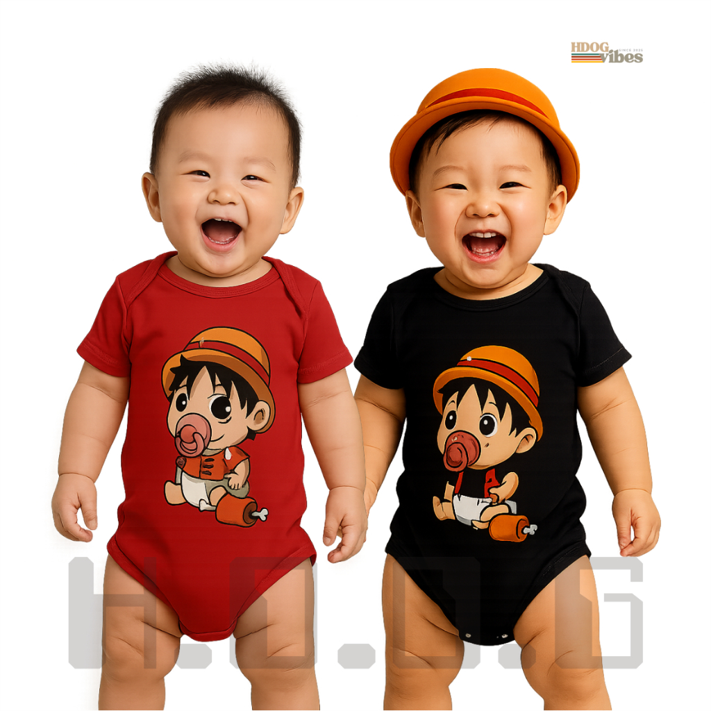 Jumper Baju Bayi Anime One Piece Luffy Jumper Baby Kaos Bayi One Piece Jumpsuit Newborn 0-12 Bulan