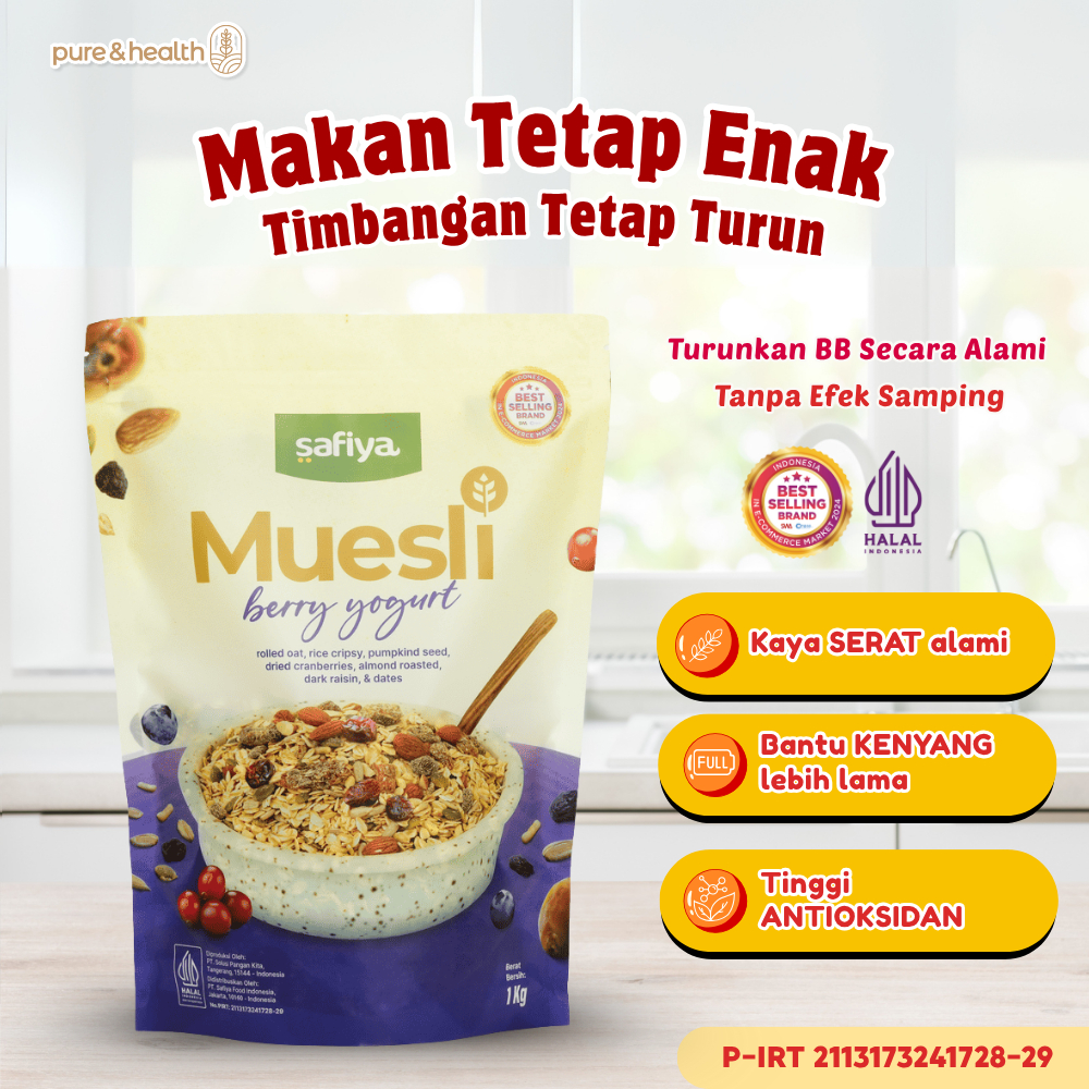 

Muesli Berry Yogurt 1 Kg Safiya - Sarapan Diet Sehat dengan Kacang dan Biji-Bijian