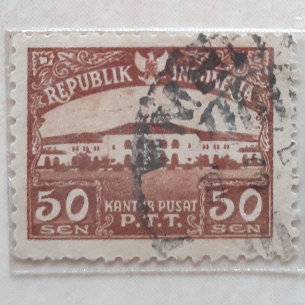 

(ID1) Perangko Indonesia Gedung P.T.T (50 sen) Tahun 1953