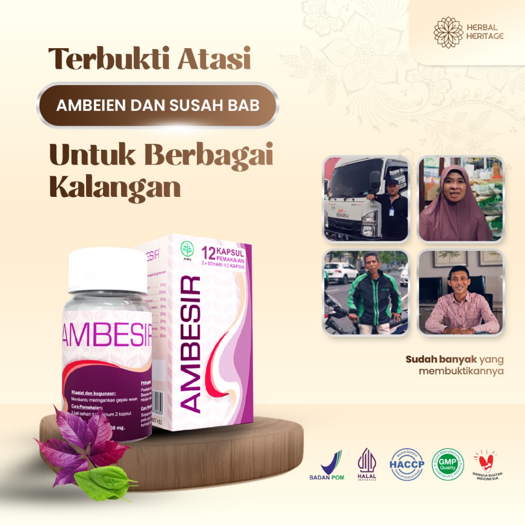 AMBESIR isi 12 - Obat Ambeien Ambeyen Wasir Ampuh Daun Ungu Mengatasi Nyeri BAB, Pendarahan, Benjola