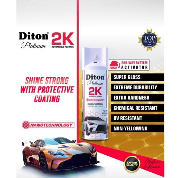Pilok Clear 2K Super Gloss Diton Platinum Cat Semprot Velg Sepeda Motor Mobil