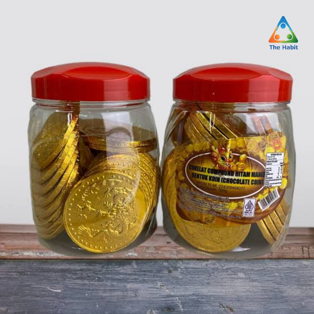 

(The Habit) Coklat Koin Emas Besar 1 Toples/ Chocolate Coin Dollars/ Cemilan Cokelat Valentine