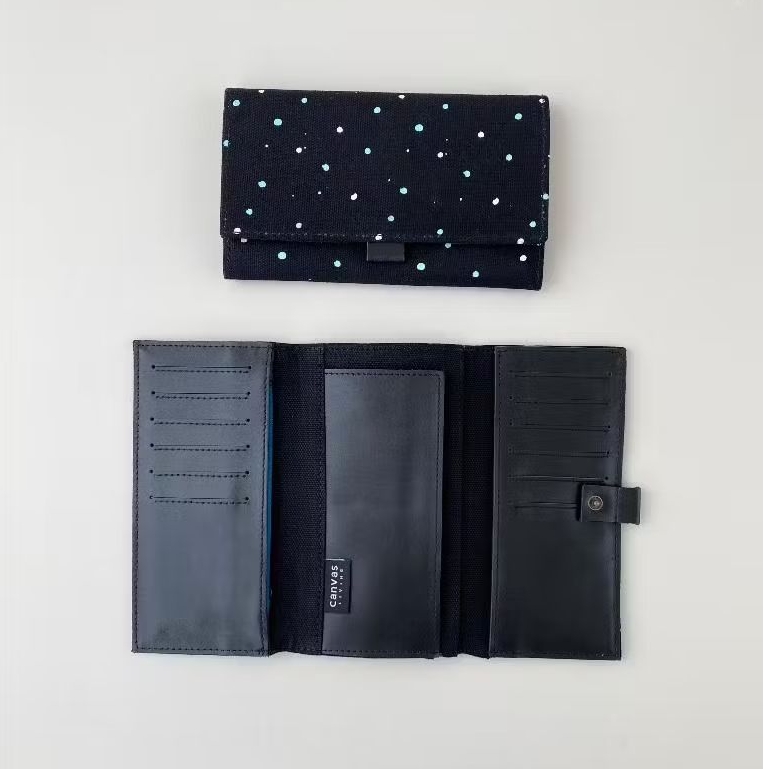 Trifold Long Wallet Sprinkles Moss Canvas Living