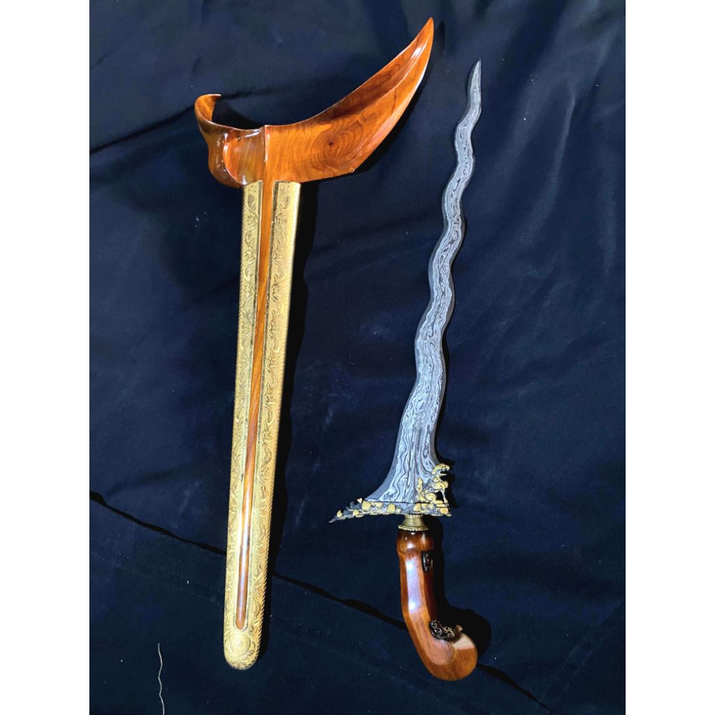 keris singo barong luk 11 kinatah emas asli pamor pendaringan kebak
