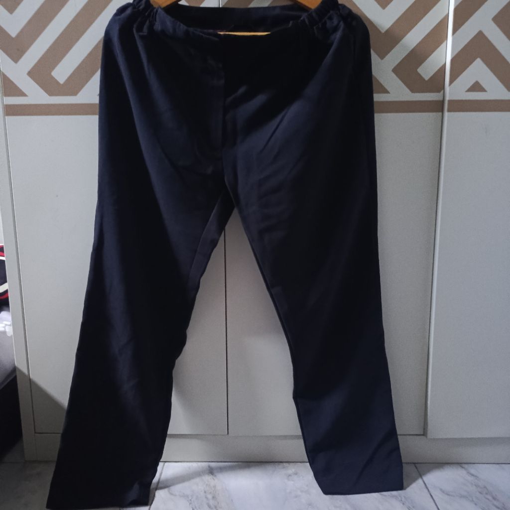 celana kain celana panjang celana kerja wanita hitam navy preloved hnm mns