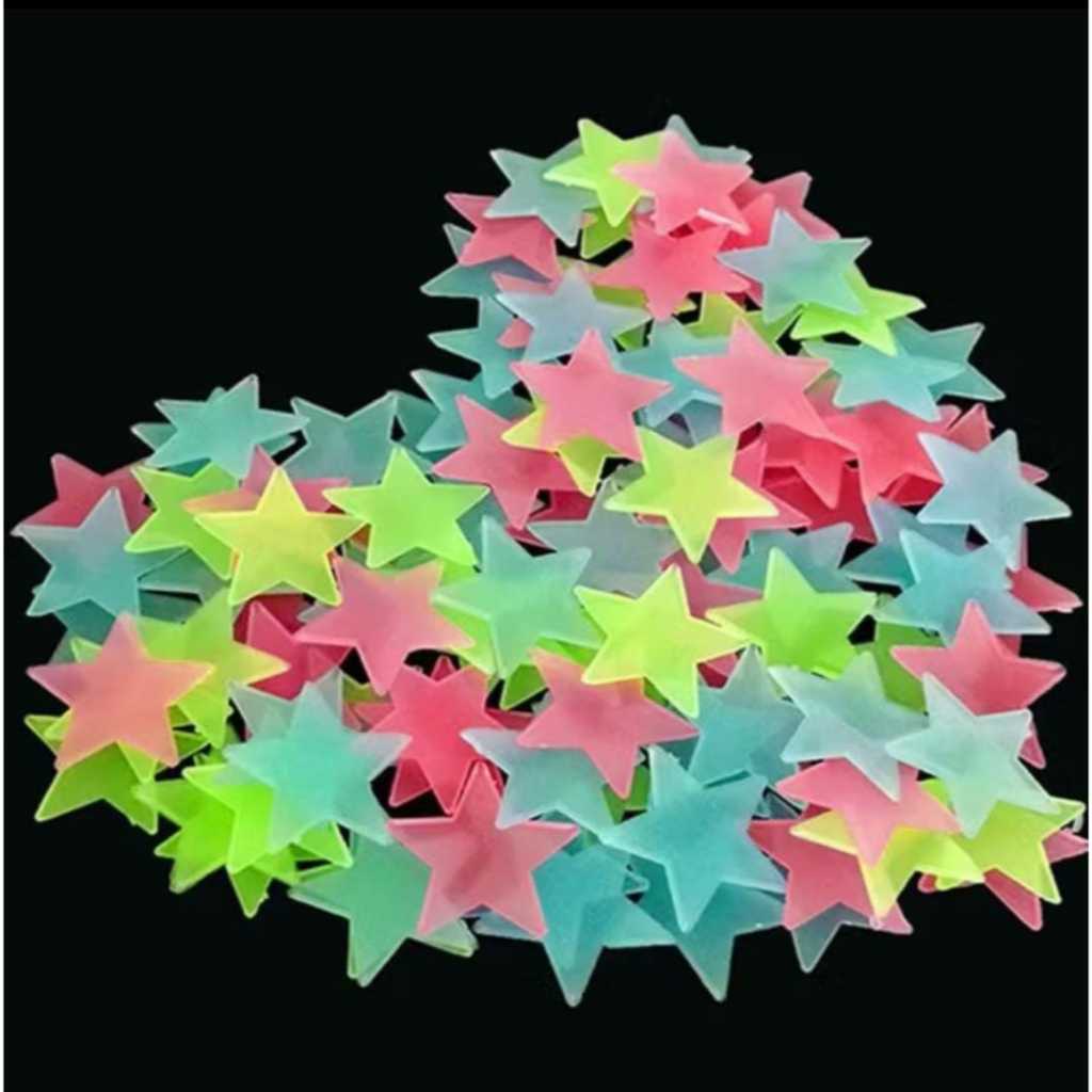 stiker bintang isi 100pcs tempelan dinding stiker bintang glow in the dark