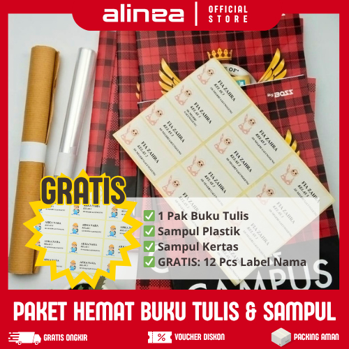 

PAKET HEMAT Buku Tulis Anak Sekolah + Sampul - Gratis Label Nama