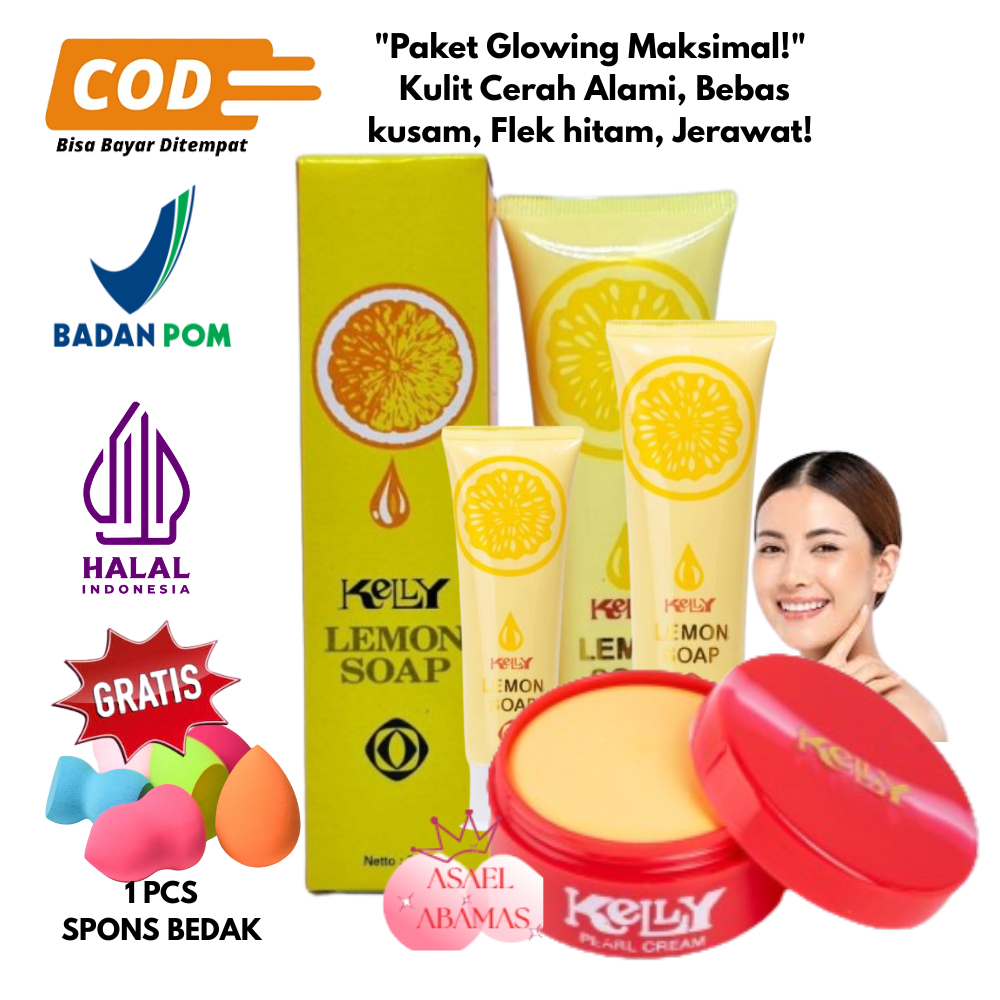 BPOM  KELLY 1 SET KELLY CREAM - KELLY LEMON SOAP ORIGINAL HALAL - SKINCARE PERAWATAN WAJAH HARIAN