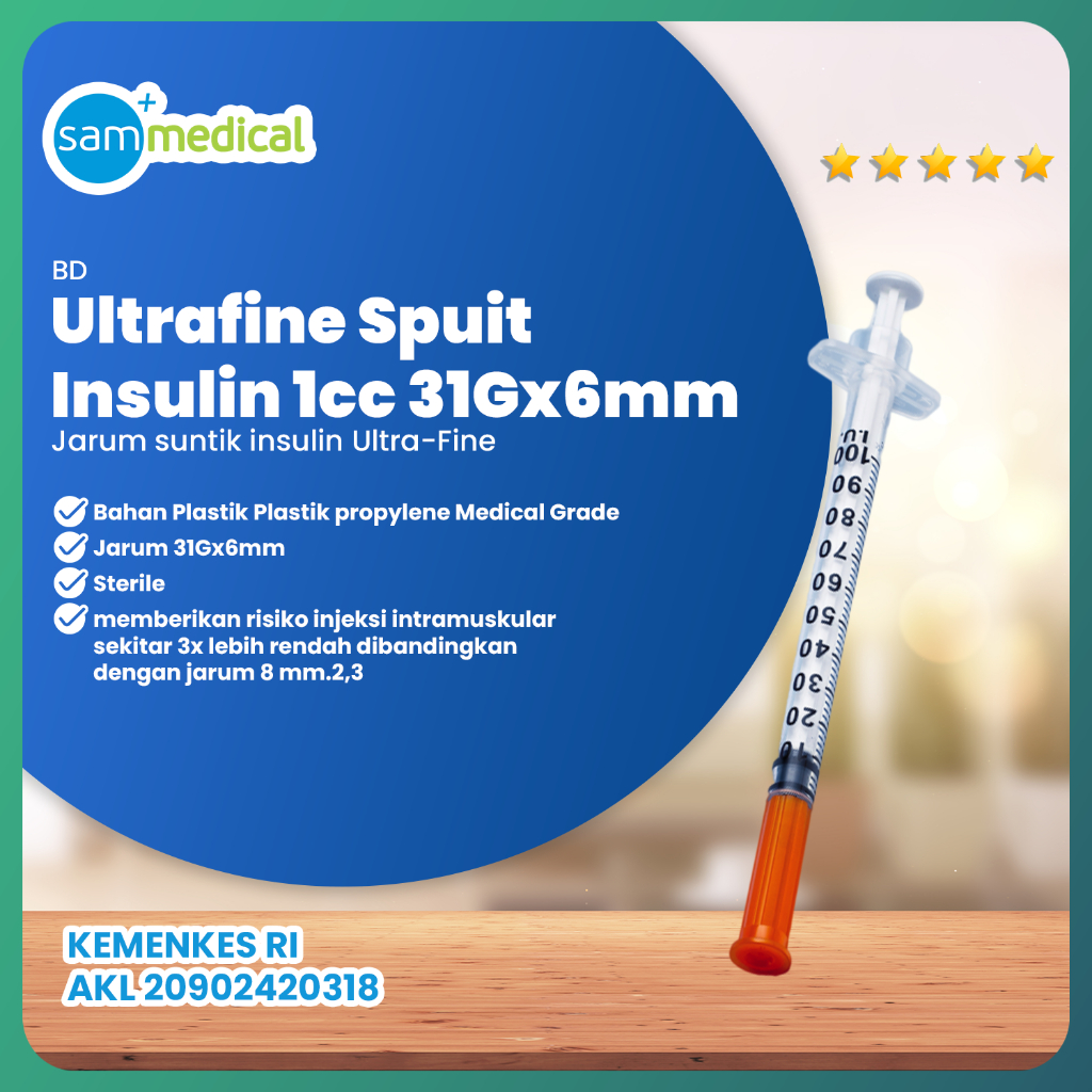 BD Ultrafine Spuit Insulin 1cc - 31Gx6mm U100 Per PCS