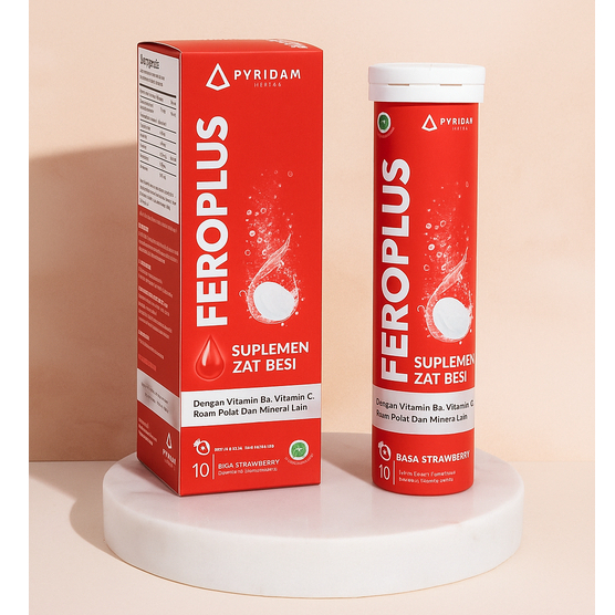 Feroplus Rasa Strawberry 10 Tablet Suplemen Zat Besi