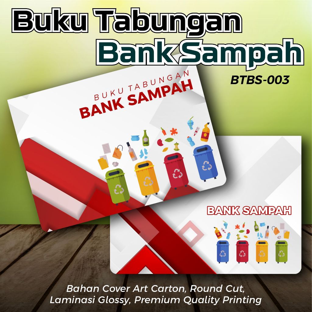 

BUKU TABUNGAN BANK SAMPAH CUSTOM COVER TEBAL ART CARTON GLOSSY DESAIN PREMIUM 4 PCS