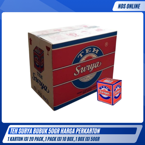 

Teh Surya Bubuk 50gr Original | 1 Karton Isi 200 Box | Teh Hitam Wangi & Pekat [INSTAN/SAMEDAY]