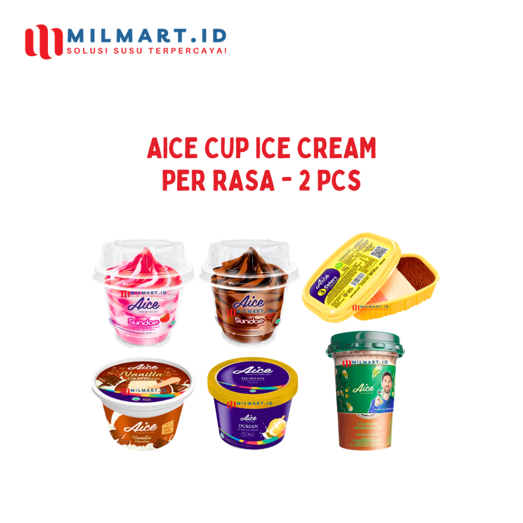 

AICE SUNDAE CUP ICE CREAM AICE KELUARGA 3 WARNA/MACCHIATO/STRAWBERRY/CHOCOLATE/MACCHIATO/DURIAN