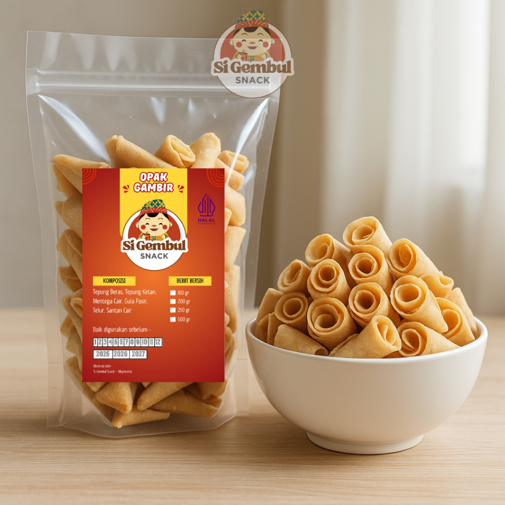 

Opak Gambir Klasik Manis Renyah 250gr - Keripik Gulung Tradisional