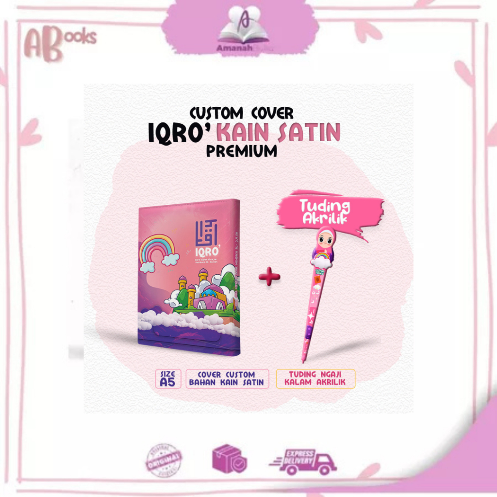 

Cover Iqro Anak Kosongan (tanpa Iqro) ukuran A5 Bahan Satin (Motif Pink Pelangi) Sampul Iqro