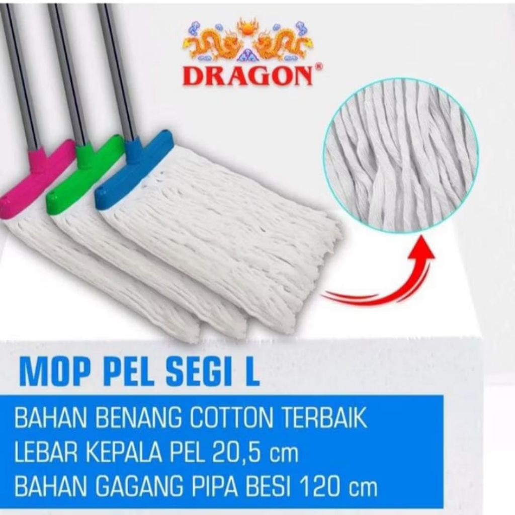 PEL SEGI L DRAGON / MOP LANTAI / PEL LANTAI Kain Gagang Besi