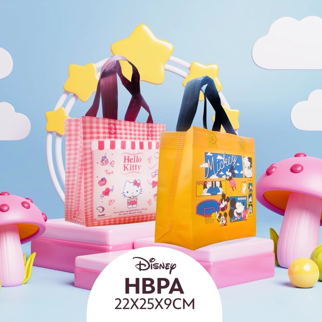 

(LUSINAN) Tas Laminasi Spunbond Karakter Micky Mouse/Tas Laminasi Ultah Sanrio Anak Motif Uk.22x25x9