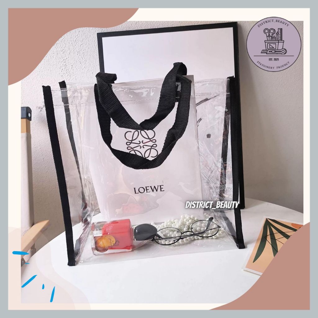 

GOODIEBAG TRANSPARAN LIST TALI HITAM UKURAN 40 X 30 X 15 CM GOODIE BAG TAS MIKA BELANJA BAHAN PVC TAS BELANJA SUPERMARKET TERMURAH