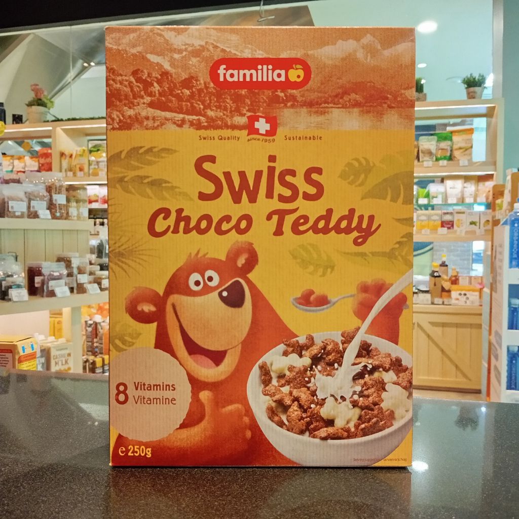 

Swiss Chocoa Teddy by Familia 250g