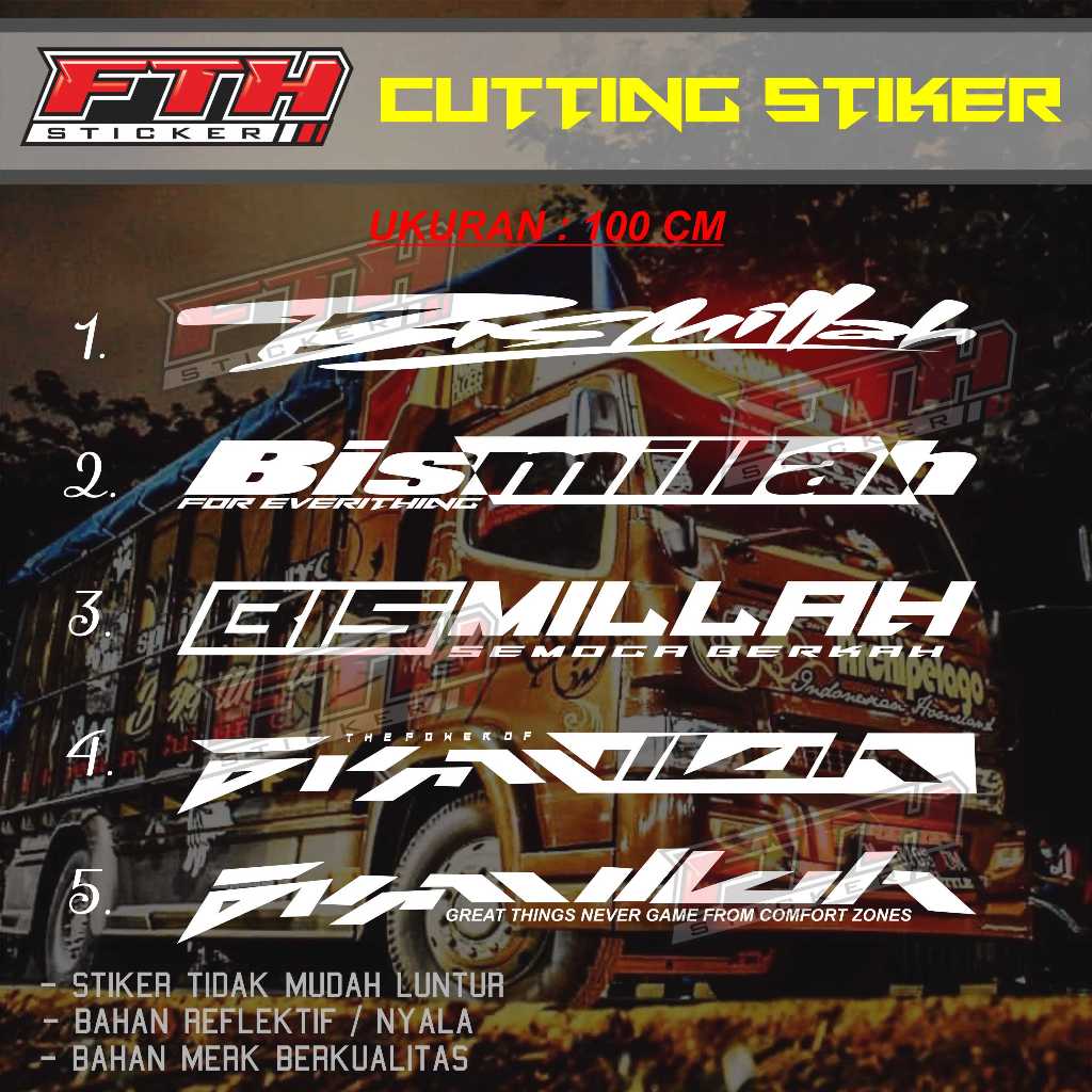 Stiker kaca truk bismillah cutting stiker variasi kaca depan mobil pickup truk bismillah(TERBARU)