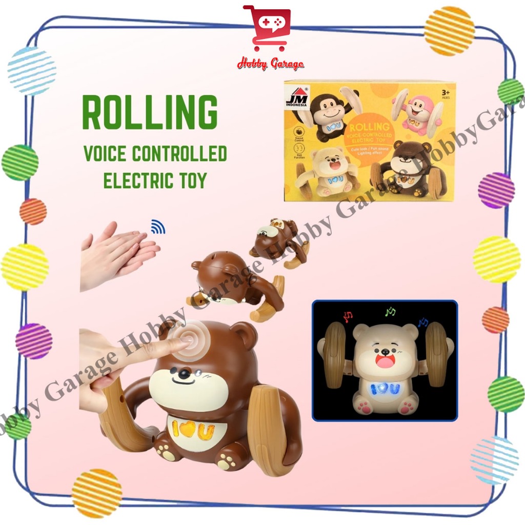 JM Indonesia Monyet Jungkir Balik Rolling Monkey Mainan Anak Light Voice Controlled Tumbling