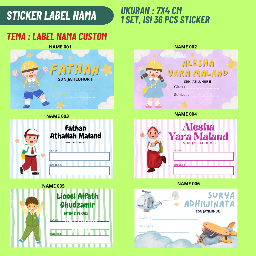 

Sticker custom nama sekolah anak sekolah label buku