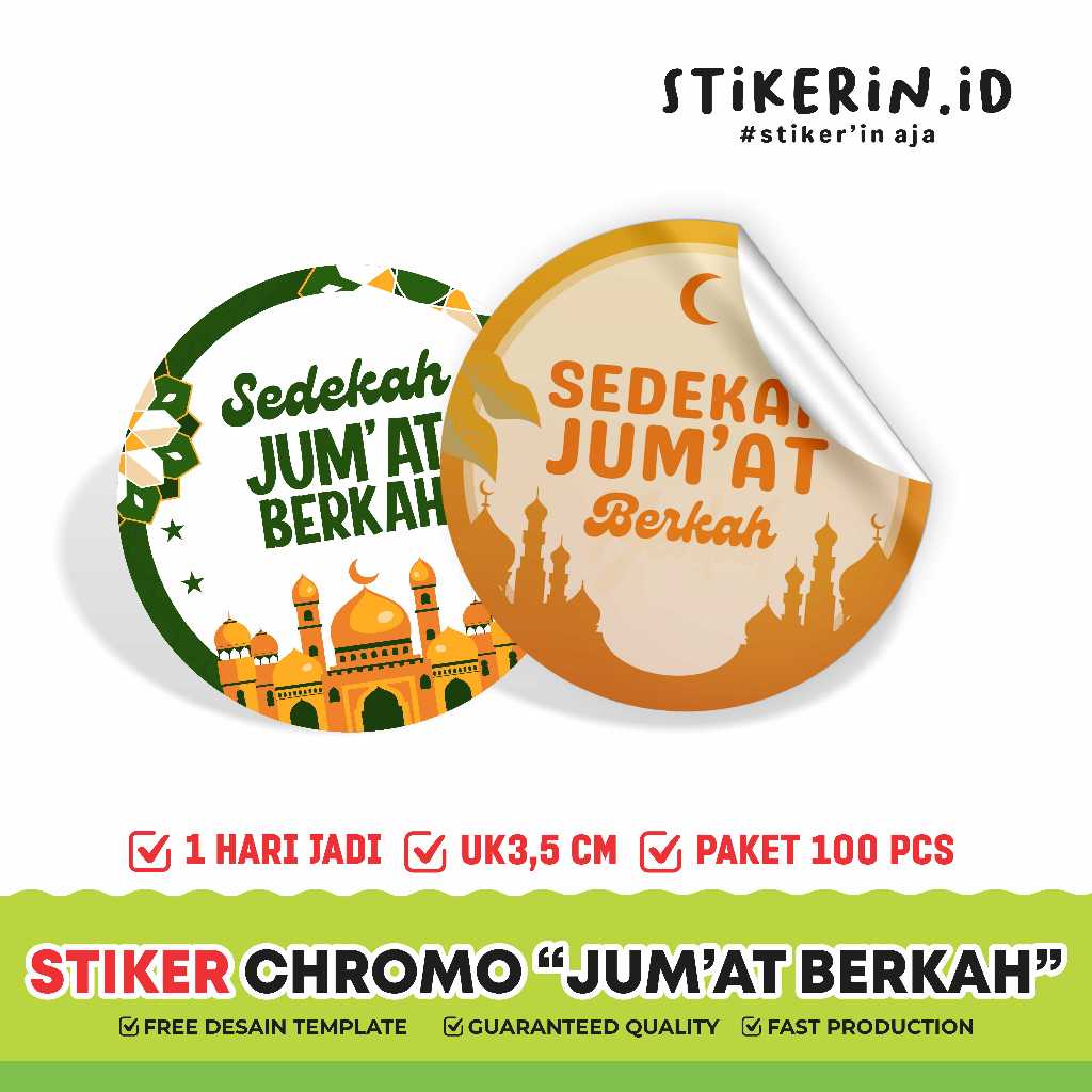 

PAKET 100 Pcs | Stiker Logo Jum'at Berkah | Stiker chromo A3+ | INCLUDE cutting